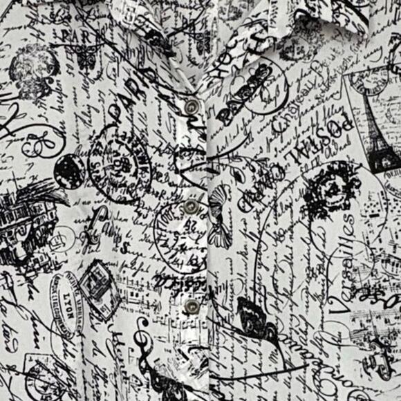 Joseph Ribkoff City Print Button Up Shirt Black & White Sz 8 Style 222173 - Picture 6 of 7